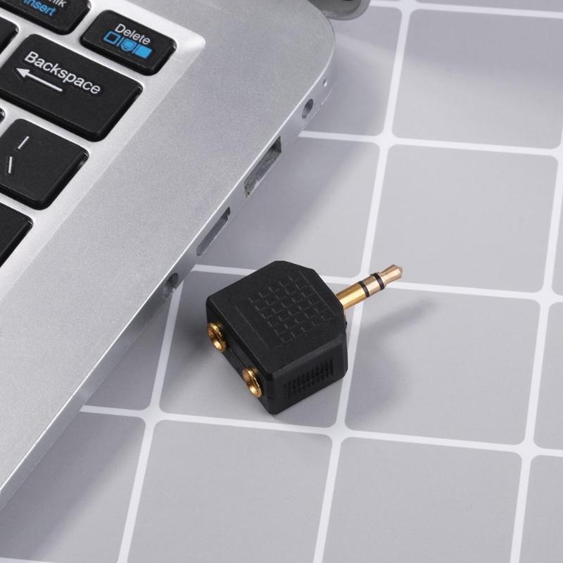 2Pcs/Set Gold Plated 3.5mm Male Stereo to Dual 3.5mm Female Jack Y Splitter Audio Adapter Converter Connector High Quality - ebowsos