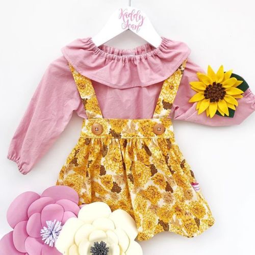 2Pcs Toddler Baby Girl Long Sleeve Top T-shirt Flower Skirt Dress Outfit Clothes - ebowsos