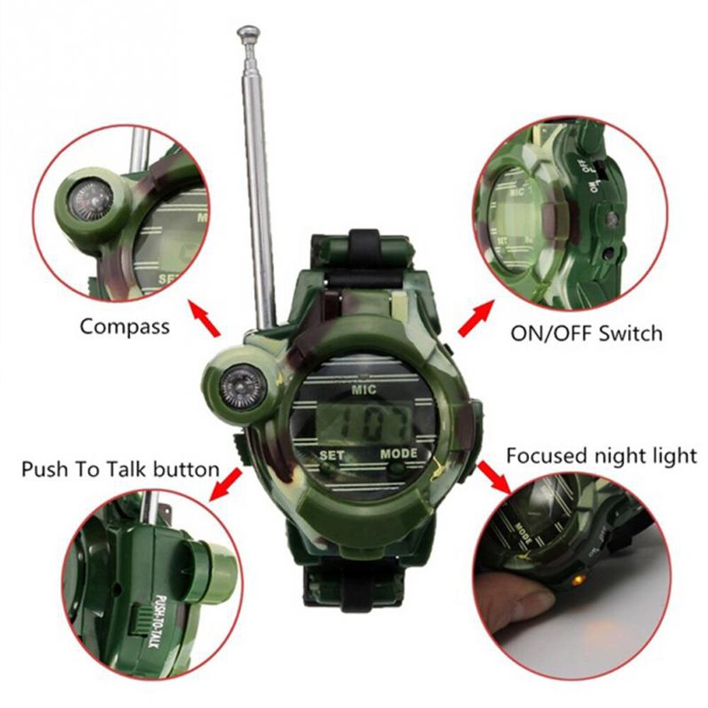 2pcs 7 In 1 Interactive Walkie Talkie Watch Camouflage Children Toy Electric Strong Clear Range Interphone Kid Toy Drop Shipping-ebowsos