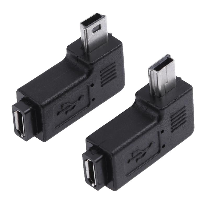 2pcs 90 Degree Micro USB Female to Mini USB Male Adapter Connector Left / Right Angle Adapter Converter Plug And Play - ebowsos