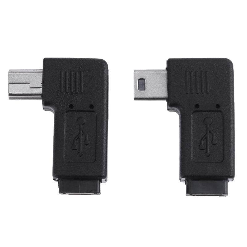 2pcs 90 Degree Micro USB Female to Mini USB Male Adapter Connector Left / Right Angle Adapter Converter Plug And Play - ebowsos