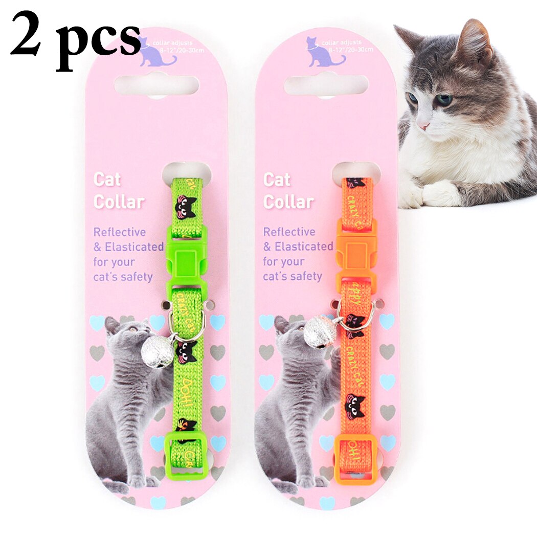 2pcs Adjustable Cat Dog Collar With Bell Cat Puppy Pet Supplies Cat Dog Necklace For Small Dog Chihuahua Collars Pet Decoration-ebowsos