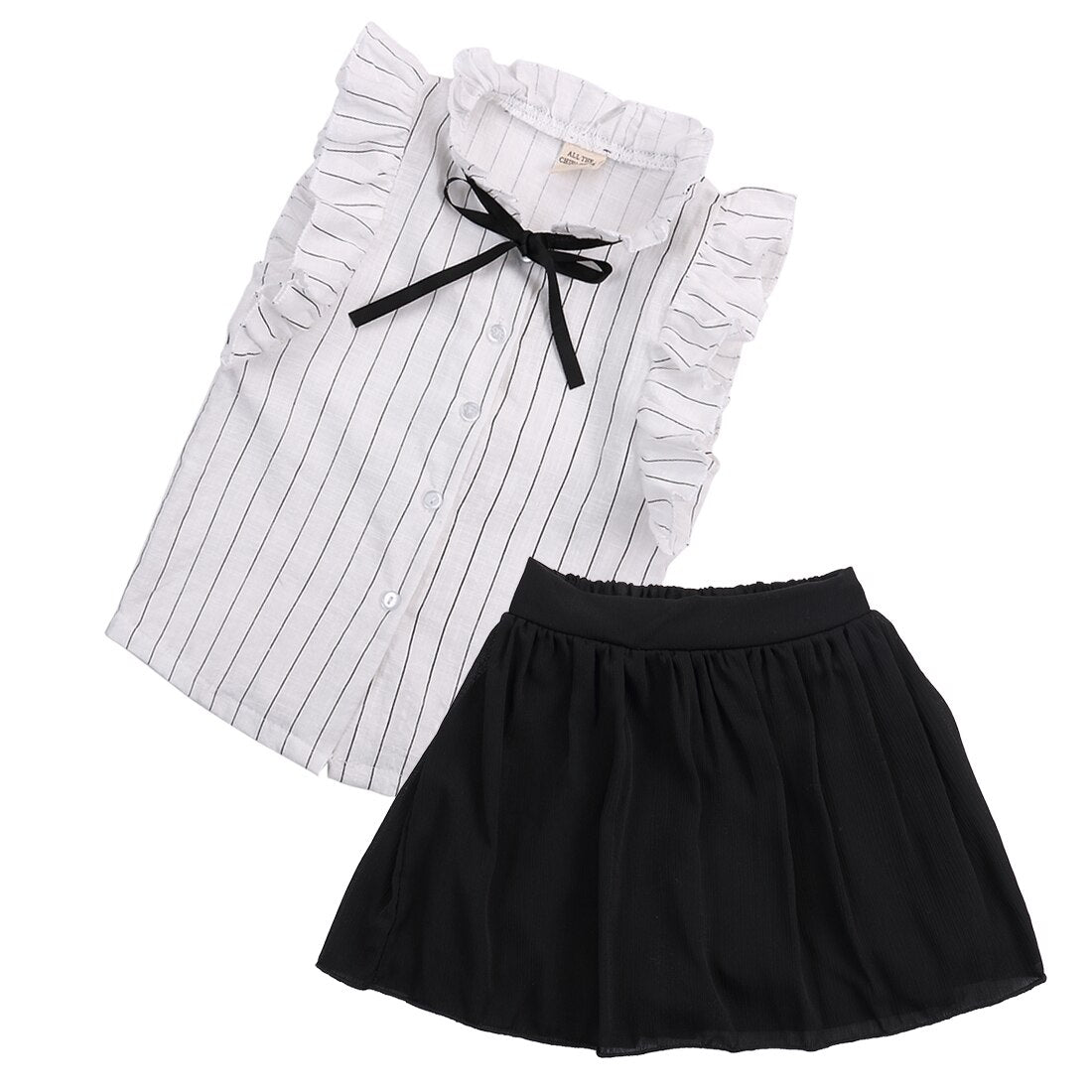 2pcs Baby Girls Kids Ruffles Shirt Tops+Short Skirts Outfits Party Dress Hot - ebowsos