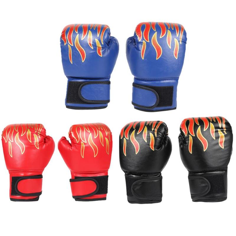 2pcs Boxing Training Fighting Gloves Kids Breathable Muay Thai Sparring Punching Karate Kickboxing Professional Flame Gloves-ebowsos