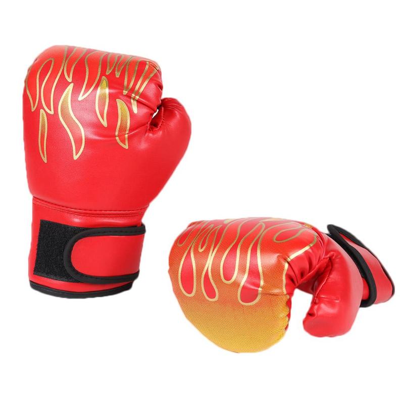 2pcs Boxing Training Fighting Gloves Kids Breathable Muay Thai Sparring Punching Karate Kickboxing Professional Flame Gloves-ebowsos