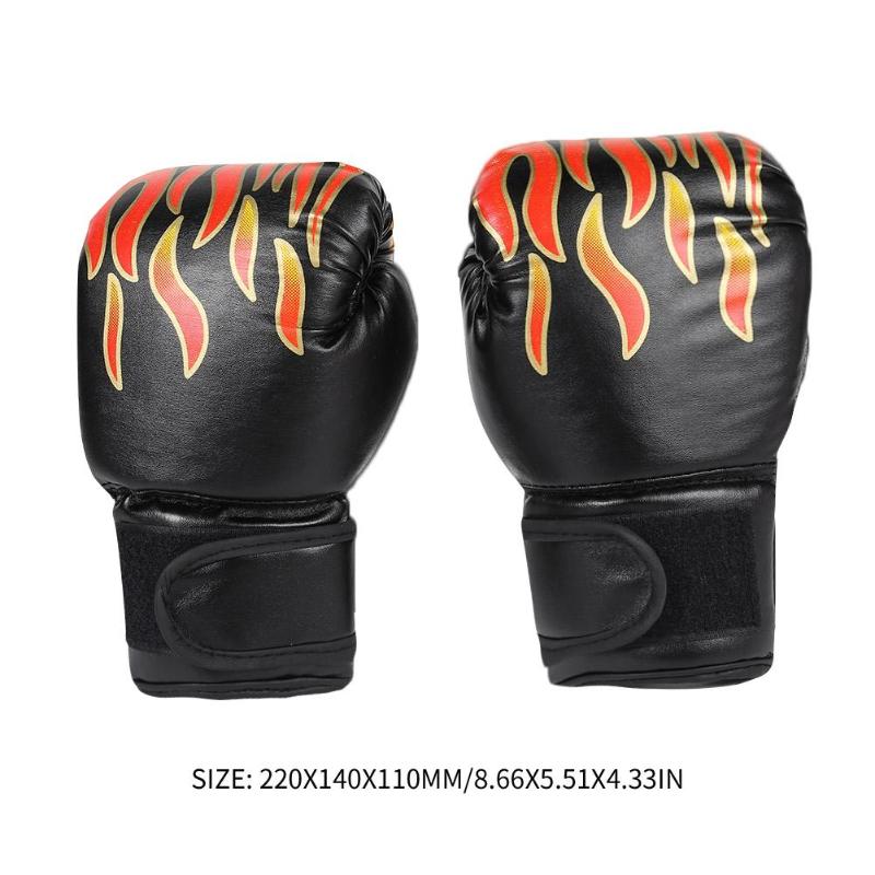 2pcs Boxing Training Fighting Gloves Kids Breathable Muay Thai Sparring Punching Karate Kickboxing Professional Flame Gloves-ebowsos