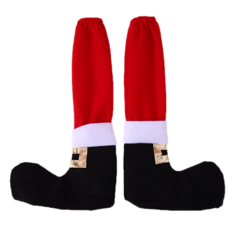 2pcs Christmas Chair Leg Chair Foot Covers Party Christmas Table Decor - ebowsos