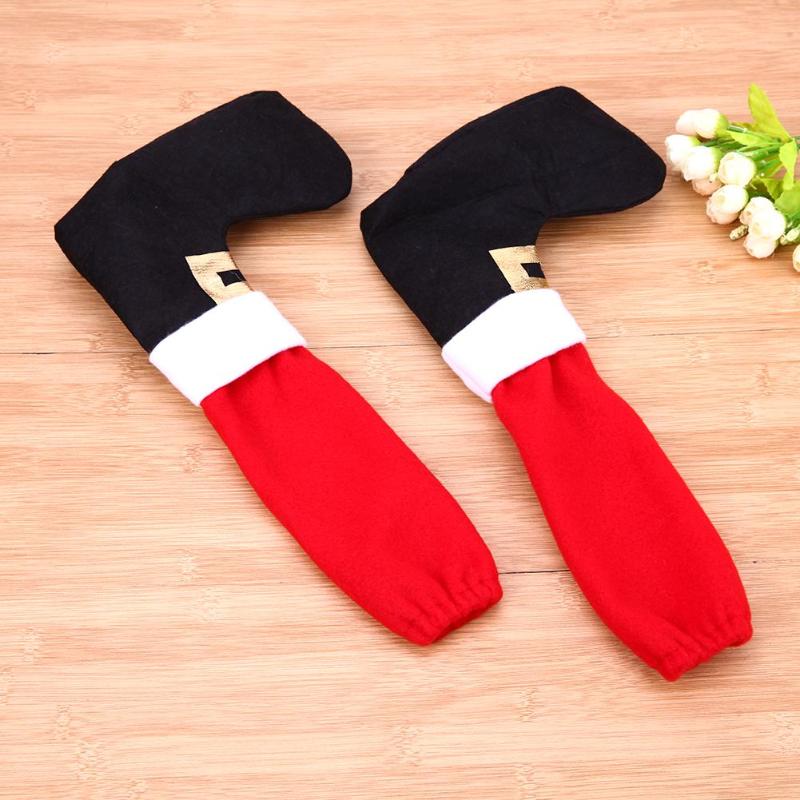 2pcs Christmas Chair Leg Chair Foot Covers Party Christmas Table Decor - ebowsos