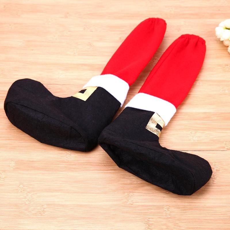 2pcs Christmas Chair Leg Chair Foot Covers Party Christmas Table Decor - ebowsos