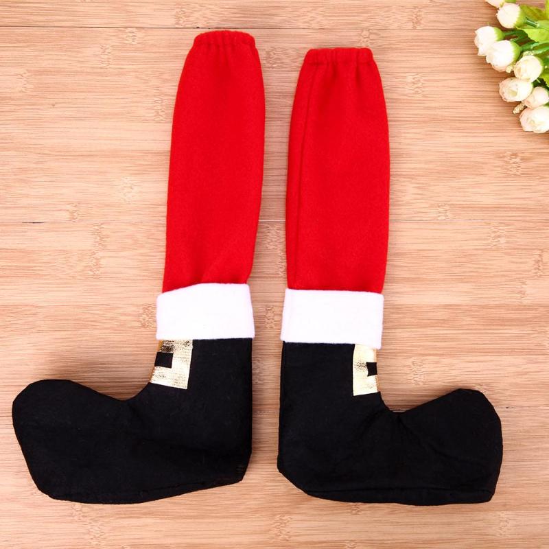 2pcs Christmas Chair Leg Chair Foot Covers Party Christmas Table Decor - ebowsos