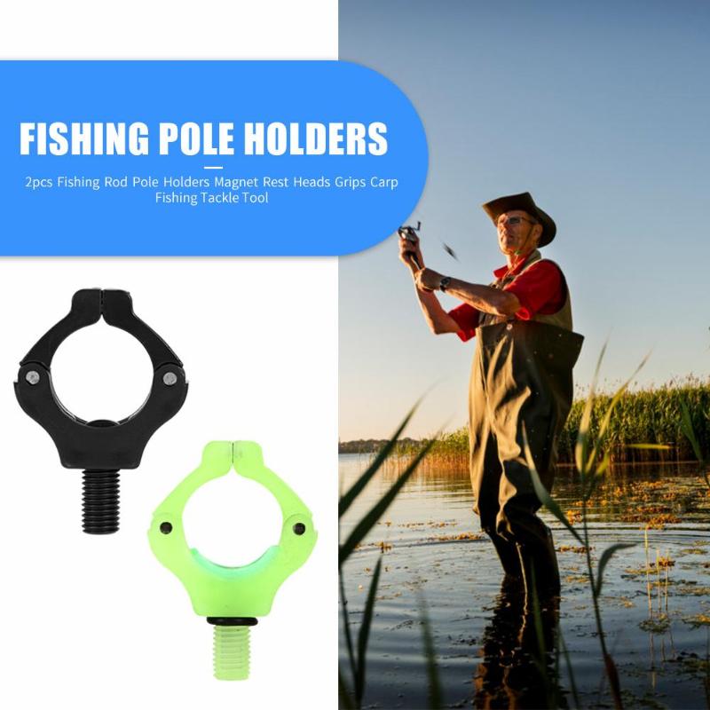 2pcs Fishing Rod Pole Holders Excellent ABS Plastics Prolonged Durable Magnet Rest Heads Grips Carp Fishing Tackle Tool-ebowsos