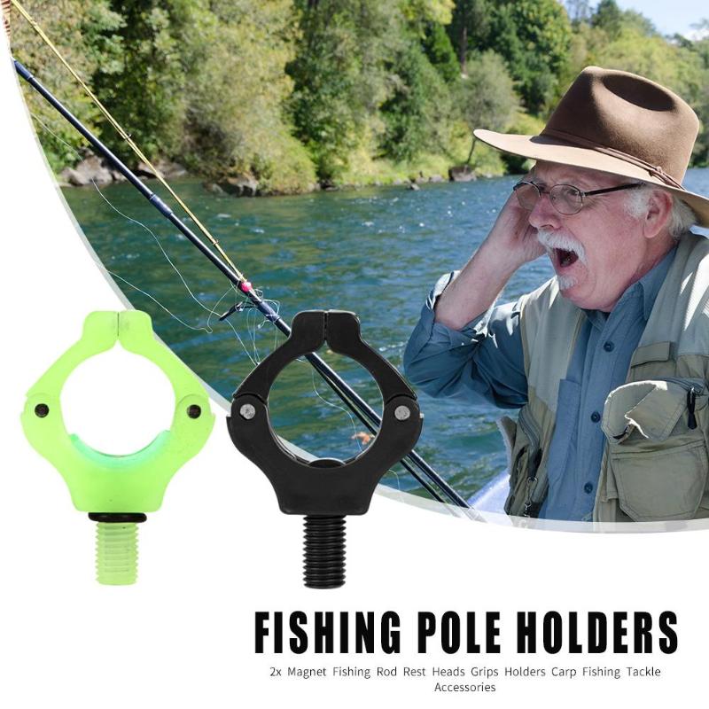 2pcs Fishing Rod Pole Holders Excellent ABS Plastics Prolonged Durable Magnet Rest Heads Grips Carp Fishing Tackle Tool-ebowsos