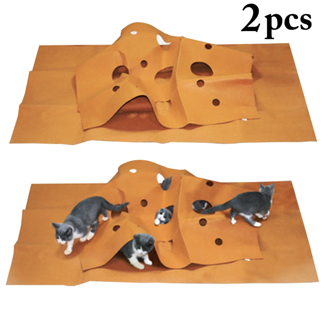 2pcs Funny Cat Activity Mat Scratch Resistant Cat Interactive Mat Kitten Play Mat Pet Supplies For Cat-ebowsos