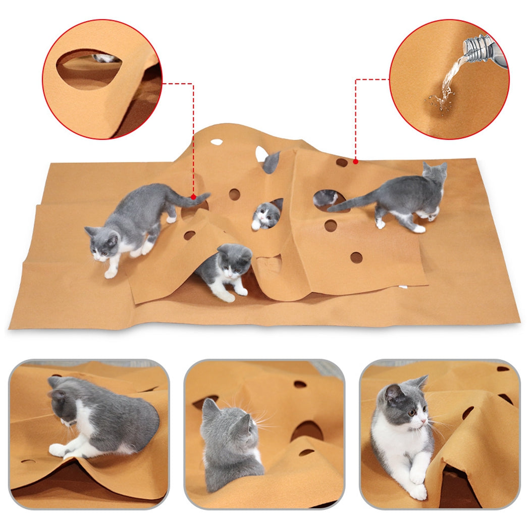 2pcs Funny Cat Activity Mat Scratch Resistant Cat Interactive Mat Kitten Play Mat Pet Supplies For Cat-ebowsos