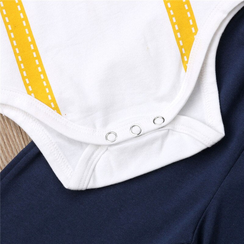 2pcs Infant Baby Clothes Kids Boy Tops Romper+Long Pants Gentleman Cotton 2Pcs Outfit Baby Clothing - ebowsos