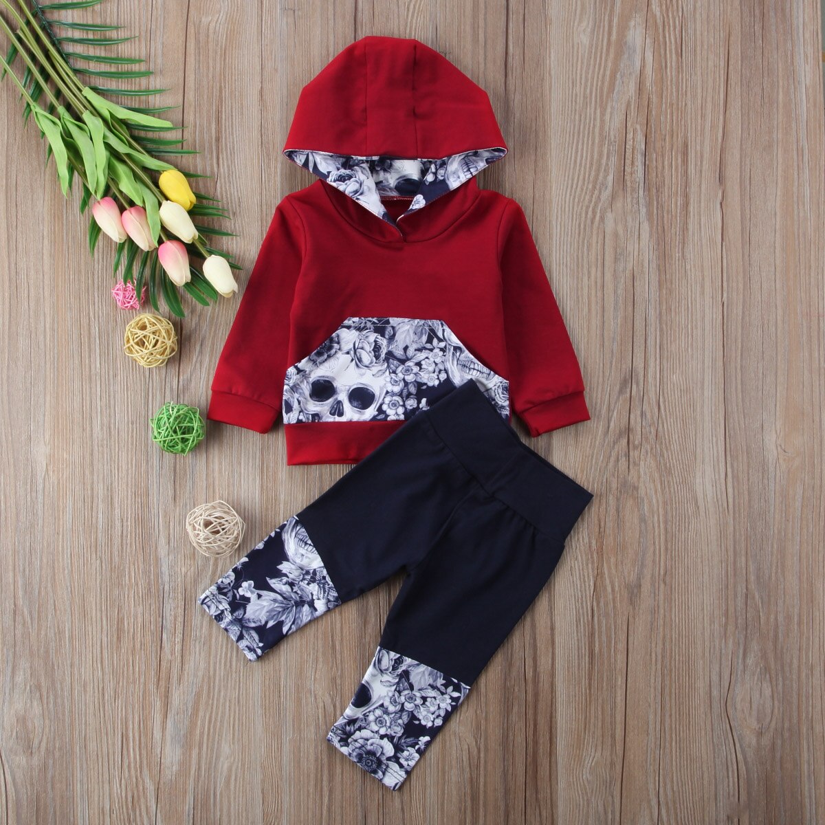 2pcs Newborn Baby Boys Girls Sweater Clothing Hooded Romper+Pants Outfits Set - ebowsos