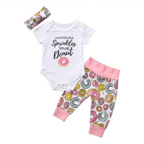 2pcs Newborn Kid Baby Girl Floral Cute Clothes Jumpsuit Romper Bodysuit Pants Outfits - ebowsos