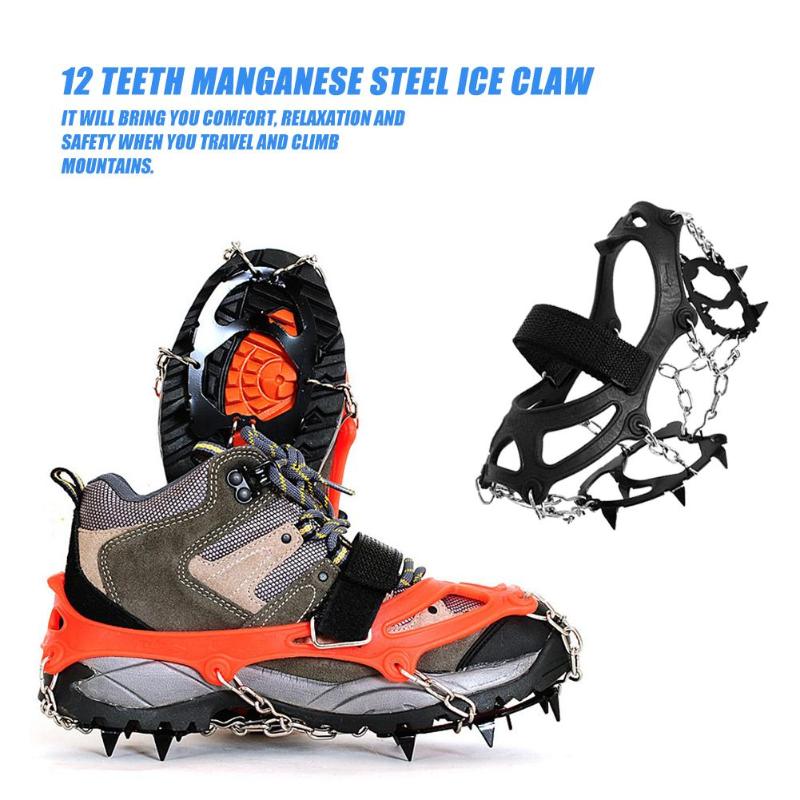 2pcs Outdoor 12 Tooth Non-slip Ice Taper Claw Snowfield Shoes Boots Covers-ebowsos