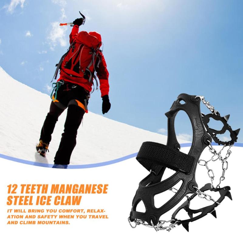 2pcs Outdoor 12 Tooth Non-slip Ice Taper Claw Snowfield Shoes Boots Covers-ebowsos