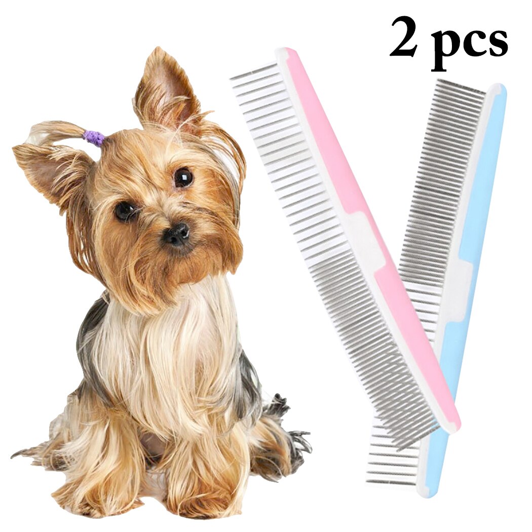 2pcs Pet Grooming Comb Stainless Steel Professional Grooming Tool For Dogs Cats Pet Supplies Cats Dogs Hair Care-ebowsos