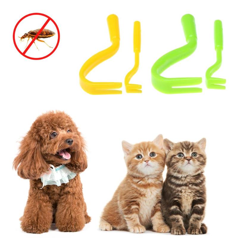 2pcs Puppy Dogs Scratching Flea Hook Human Dog Cat Pet Comb Tools Plastic Fleas Lice Tick Twister Remover Hook Pet Products - ebowsos