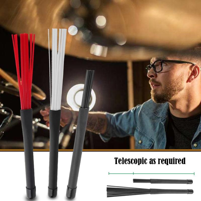 2pcs Retractable Nylon Bristle Jazz Drum Brushes Drum Sticks Percussion Drumsticks Jazz Drum Stick Musical Accessories-ebowsos