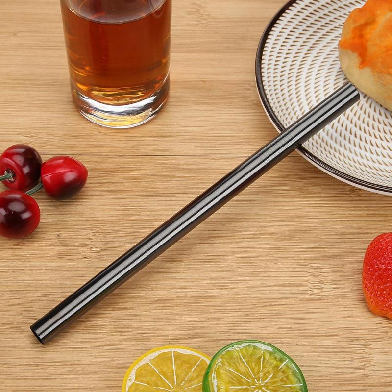 2pcs Straw Reusable Stainless Steel Drinking Straw Metal Straw For Milk Tea Screw Thread Drinking Straw Cleaner Brush Kit - ebowsos