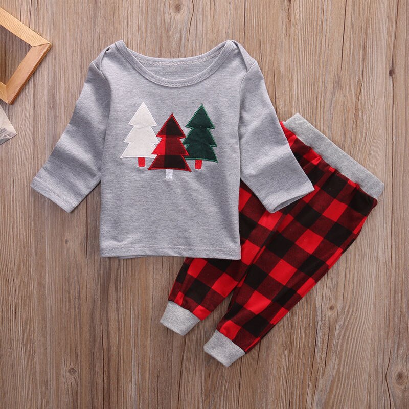 2pcs Toddler Baby Boy Girl Christmas Warm Clothes Set Cotton Hoodie and Pants Outfit - ebowsos