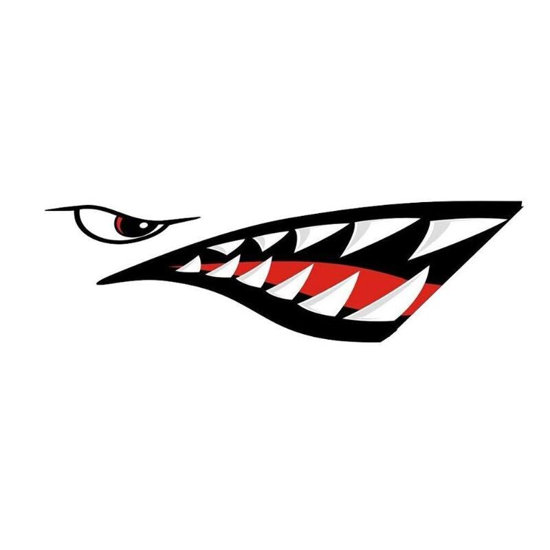 2pcs Waterproof Shark Teeth Mouth Vinyl Decal Stickers for Kayak Canoe Dinghy Boat Durable Stickers Car Motorcycle Decoration-ebowsos