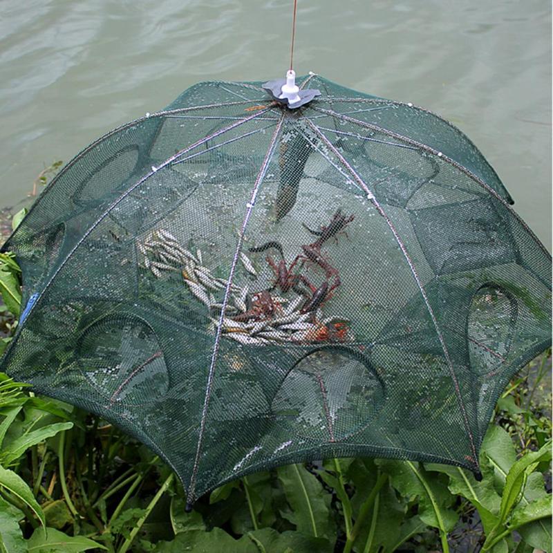 2pcs /set Folding Fishing Net Portable Fishing Net Shrimp Crab Mesh Trap 4/6/8/12/16 holes Fish Landing Net-ebowsos