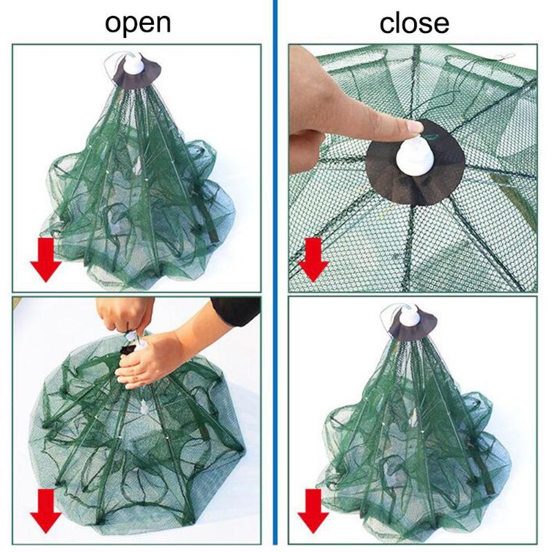 2pcs /set Folding Fishing Net Portable Fishing Net Shrimp Crab Mesh Trap 4/6/8/12/16 holes Fish Landing Net-ebowsos