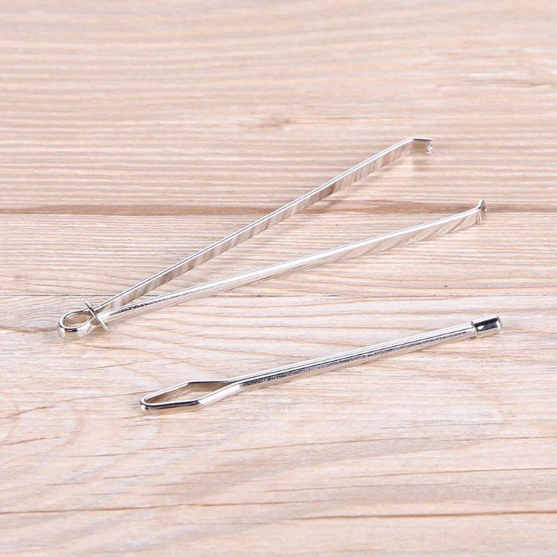 2pcs/set Stainless Steel Cited Clips Elastic Belt Wearing Rope Weaving Tool - ebowsos