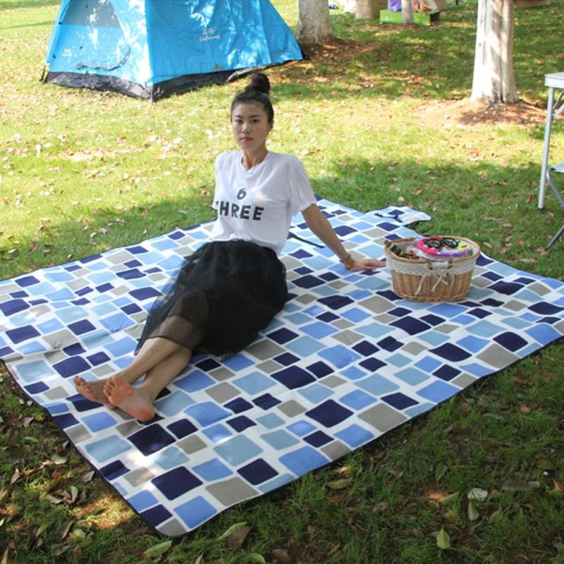 2x2m Outdoor Beach Picnic Foldable Camping Mat Multiplayer Waterproof Sleeping Camping Pad Mat Baby Climb Plaid Pad-ebowsos