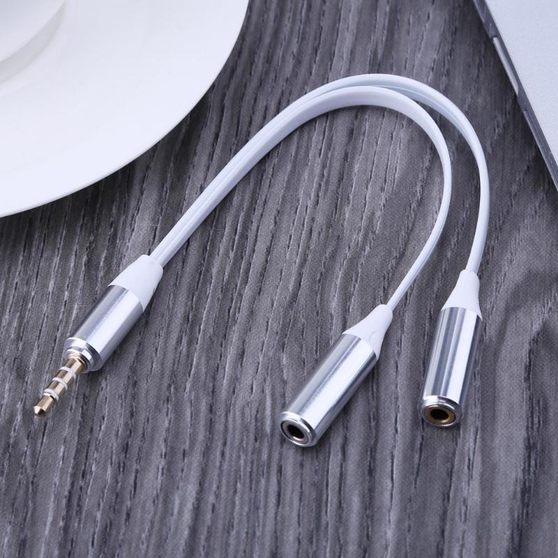 3.5mm Jack Male to Dual 3.5mm Female Aux Splitter Audio Cable Cord Wire Line Flat Cable Design for Earphone Microphone Promotion - ebowsos