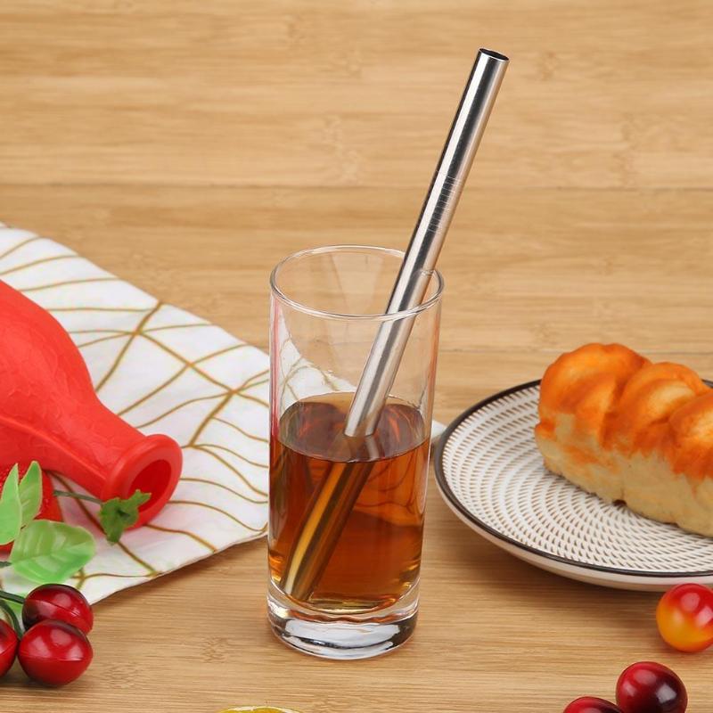 3/6/8/11Pcs/lot Reusable Drinking Straw High Quality 304 Stainless Steel Metal Straw with Cleaner Brush For Mugs Accessories - ebowsos