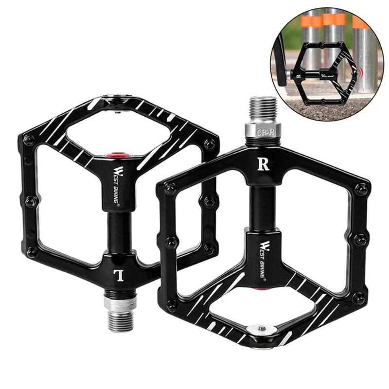 3 Sealed Bearings Bike Pedal Aluminum Alloy Magnetic Parking Laser Engraving MTB Pedal Non-slip Bicycle Accessories-ebowsos