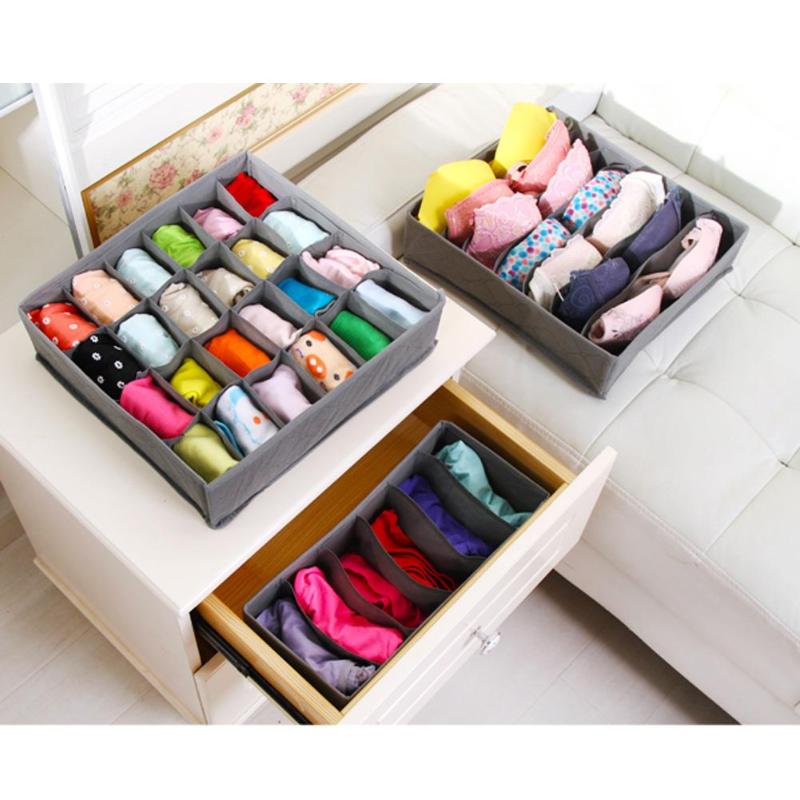 3 in 1 Underwear Bras Socks Storage Organizer Box Bag Bamboo Charcoal - ebowsos