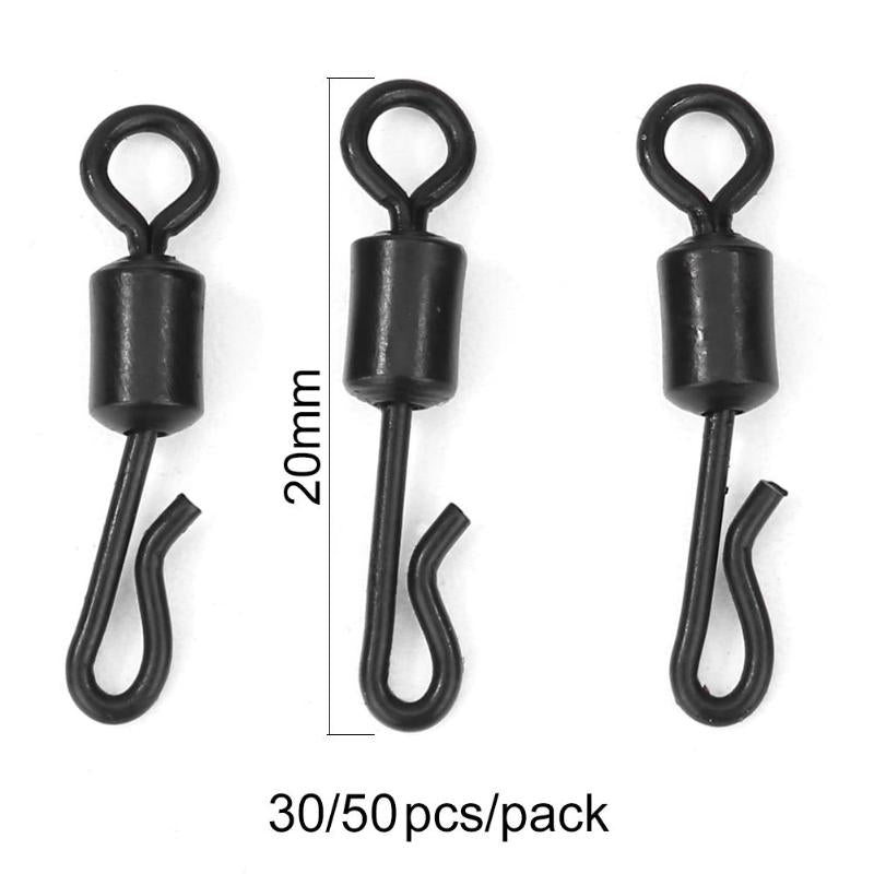 30/50PCS Swivel Snap Solid Rings 8 Word Fishing Connector Steel Ball Bearing Hooks-ebowsos