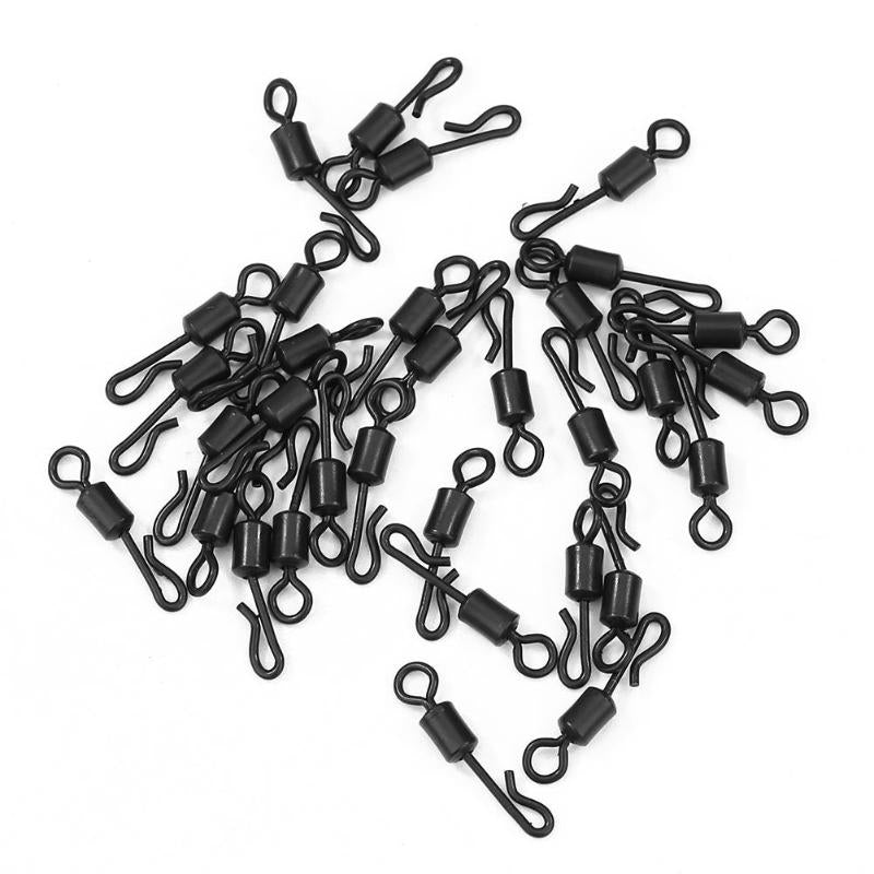 30/50PCS Swivel Snap Solid Rings 8 Word Fishing Connector Steel Ball Bearing Hooks-ebowsos