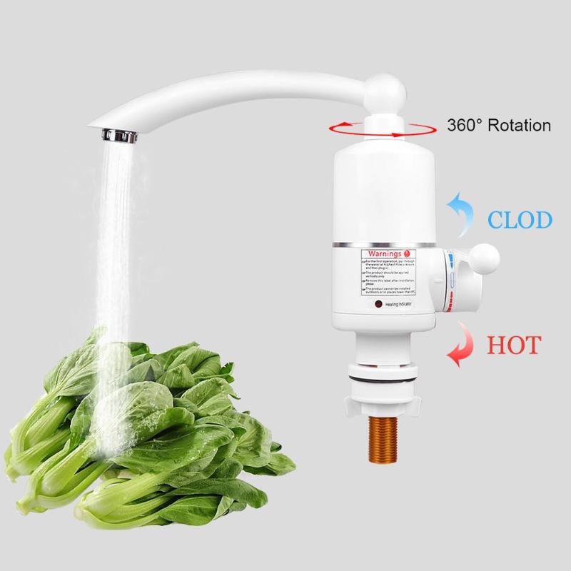 3000W Instant Tankless Electric Heating Water Heater Tap Water Faucet Kitchen Instant Heating Tap Water Heater EU Plug Promotion - ebowsos