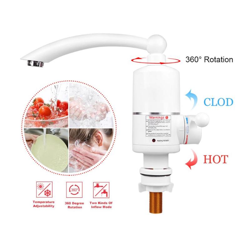 3000W Instant Tankless Electric Heating Water Heater Tap Water Faucet Kitchen Instant Heating Tap Water Heater EU Plug Promotion - ebowsos