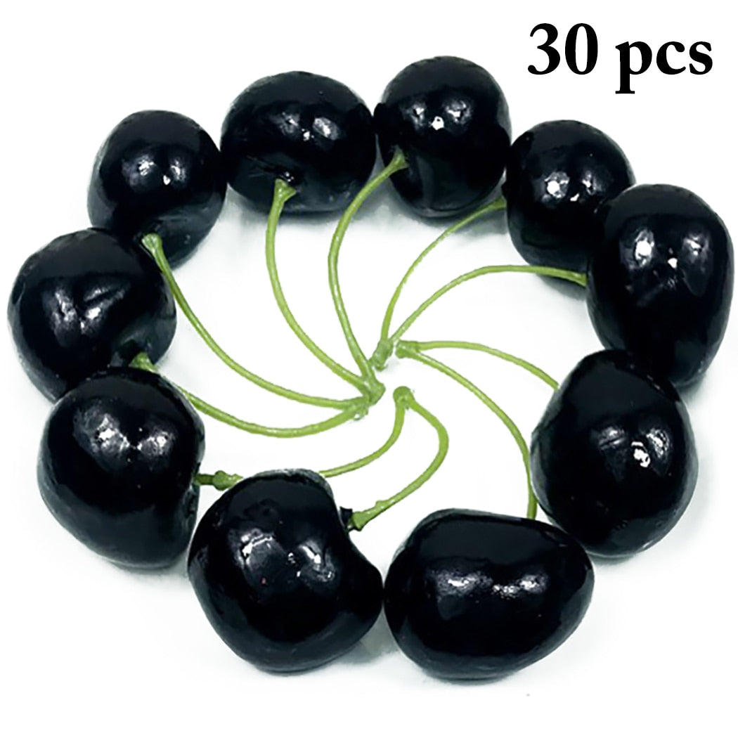 30PCS Simulation Fruit Cherries Fake Cherry Simulation Fruit Shooting Props Fake Fruit Decoration Supplies-ebowsos