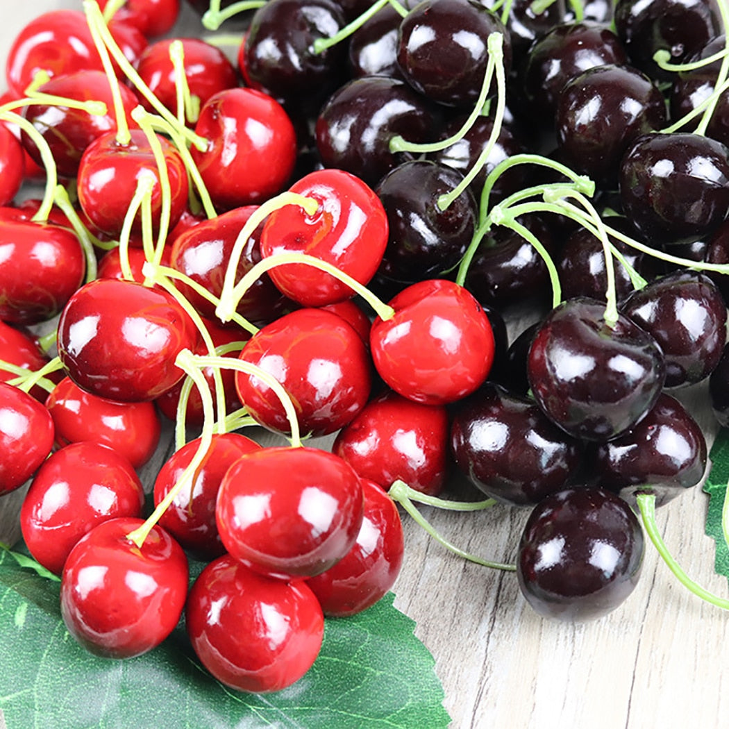 30PCS Simulation Fruit Cherries Fake Cherry Simulation Fruit Shooting Props Fake Fruit Decoration Supplies-ebowsos