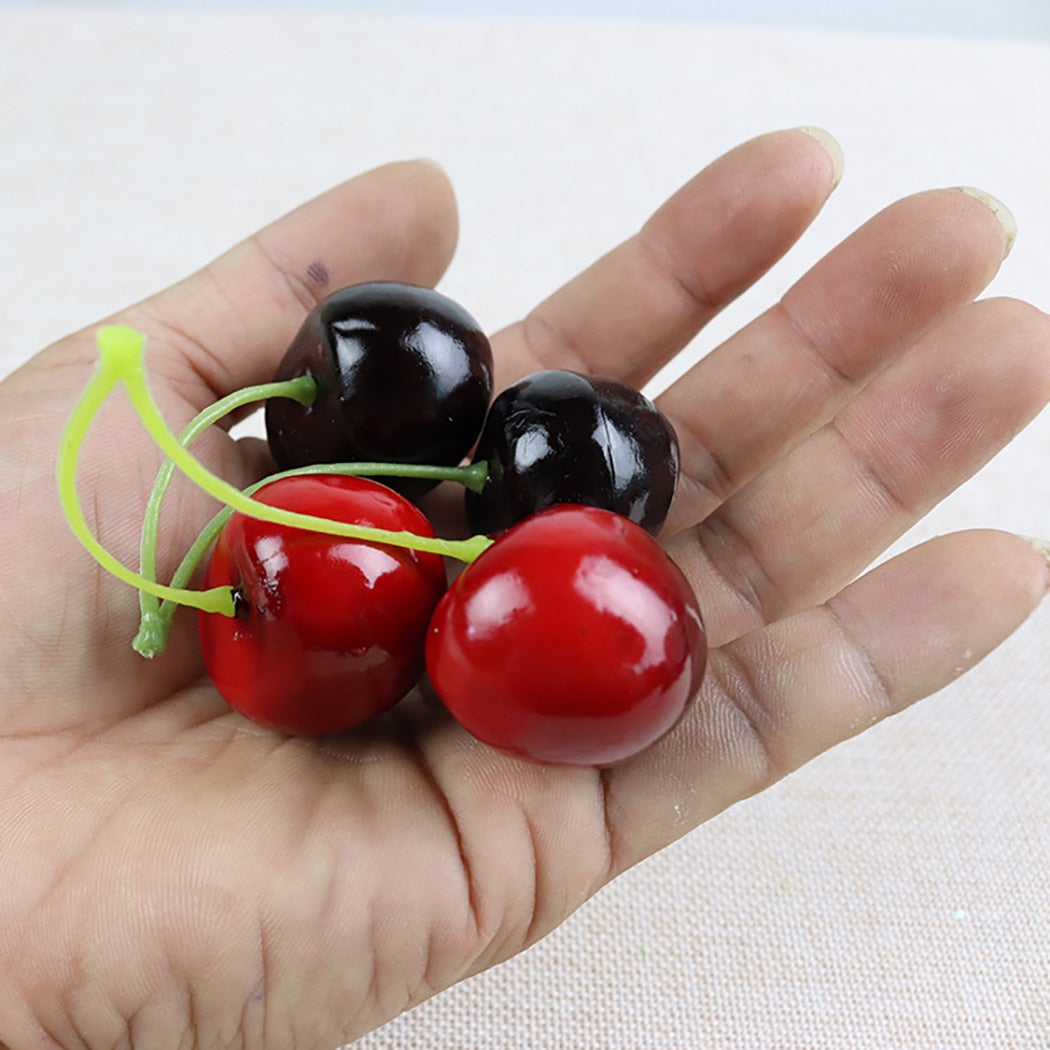 30PCS Simulation Fruit Cherries Fake Cherry Simulation Fruit Shooting Props Fake Fruit Decoration Supplies-ebowsos