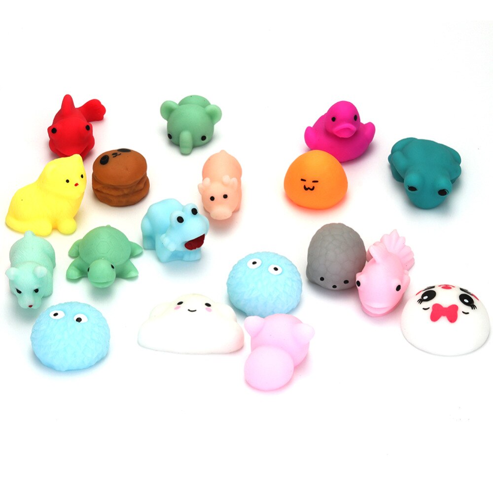 30pcs/lot Squeeze Cat Mochi Toy Accessories Silicone Fidget Hand Rising Cartoon Animals Squeeze Pinch Toy Animal Styles Random-ebowsos