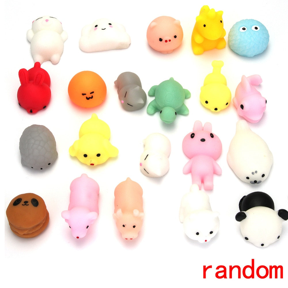 30pcs/pack Squeeze Cat Squeeze Toy Accessories Silicone Fidget Mochi Rising Cartoon Animals Squeeze Pinch Toy Animal-ebowsos