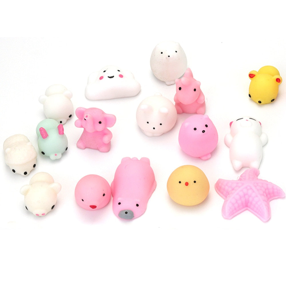 30pcs/pack Squeeze Cat Squeeze Toy Accessories Silicone Fidget Mochi Rising Cartoon Animals Squeeze Pinch Toy Animal-ebowsos