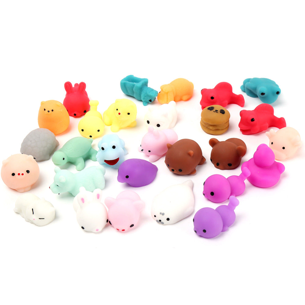 30pcs/pack Squeeze Cat Squeeze Toy Accessories Silicone Fidget Mochi Rising Cartoon Animals Squeeze Pinch Toy Animal-ebowsos