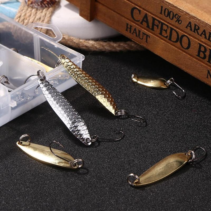 31pcs Mixed Fishing Lures Spoon Bait Set Metal Lure Kit Sequins Fishing Lures with Box Treble Hooks Fishing Tackle Hard Bait-ebowsos