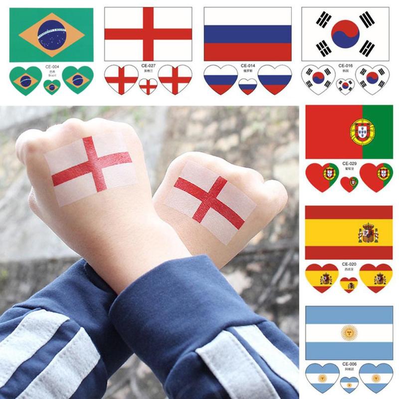 32 Teams World cup National Tattoo Sticker Temporary Brazil Waterproof Football Game Body Face Hand Tattoo-ebowsos